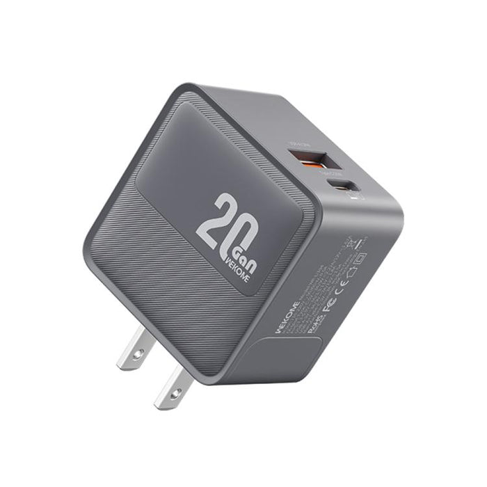 Cargador WK WP-U104 Swift de 20 W con puertos USB-C/Tipo-C y USB-A, US Plug, EU Plug, UK Plug