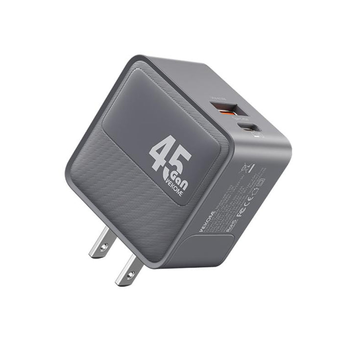 Cargador WK WP-U103 Swift de 45 W con puertos USB-C/Tipo-C y USB-A, US Plug, EU Plug, UK Plug