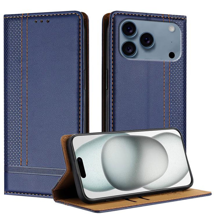 Funda para teléfono de cuero vegano resistente a los arañazos con diseño de costuras, For iPhone 17e / 16e, For iPhone 17 Pro Max, For iPhone 17 Pro, For iPhone 17, For iPhone Air, For iPhone 16 Pro Max, For iPhone 16 Pro, For iPhone 16 Plus           ...