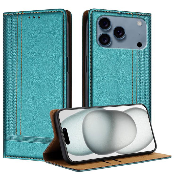 Funda para teléfono de cuero vegano resistente a los arañazos con diseño de costuras, For iPhone 17e / 16e, For iPhone 17 Pro Max, For iPhone 17 Pro, For iPhone 17, For iPhone Air, For iPhone 16 Pro Max, For iPhone 16 Pro, For iPhone 16 Plus           ...