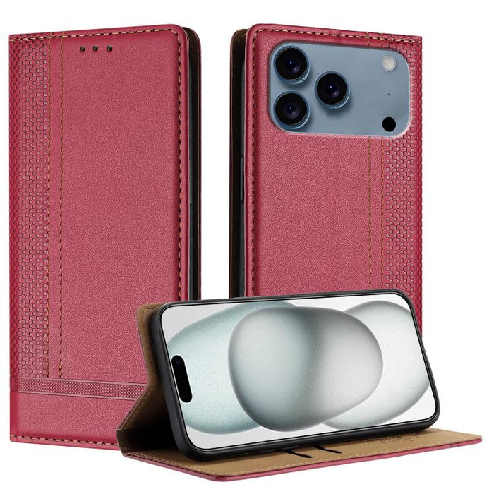 Funda para teléfono de cuero vegano resistente a los arañazos con diseño de costuras, For iPhone 17e / 16e, For iPhone 17 Pro Max, For iPhone 17 Pro, For iPhone 17, For iPhone Air, For iPhone 16 Pro Max, For iPhone 16 Pro, For iPhone 16 Plus           ...