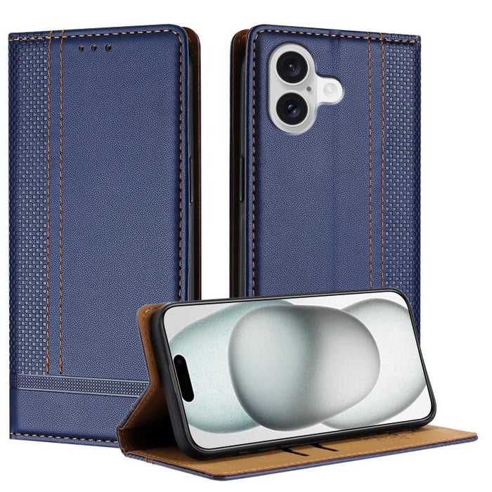 Funda para teléfono de cuero vegano resistente a los arañazos con diseño de costuras, For iPhone 17e / 16e, For iPhone 17 Pro Max, For iPhone 17 Pro, For iPhone 17, For iPhone Air, For iPhone 16 Pro Max, For iPhone 16 Pro, For iPhone 16 Plus           ...