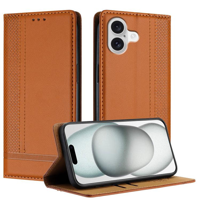 Funda para teléfono de cuero vegano resistente a los arañazos con diseño de costuras, For iPhone 17e / 16e, For iPhone 17 Pro Max, For iPhone 17 Pro, For iPhone 17, For iPhone Air, For iPhone 16 Pro Max, For iPhone 16 Pro, For iPhone 16 Plus           ...