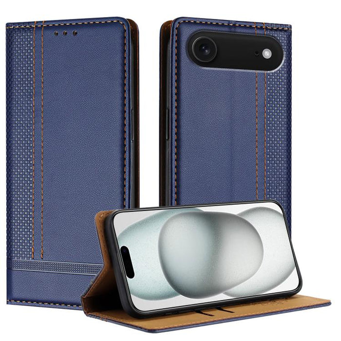 Funda para teléfono de cuero vegano resistente a los arañazos con diseño de costuras, For iPhone 17e / 16e, For iPhone 17 Pro Max, For iPhone 17 Pro, For iPhone 17, For iPhone Air, For iPhone 16 Pro Max, For iPhone 16 Pro, For iPhone 16 Plus           ...