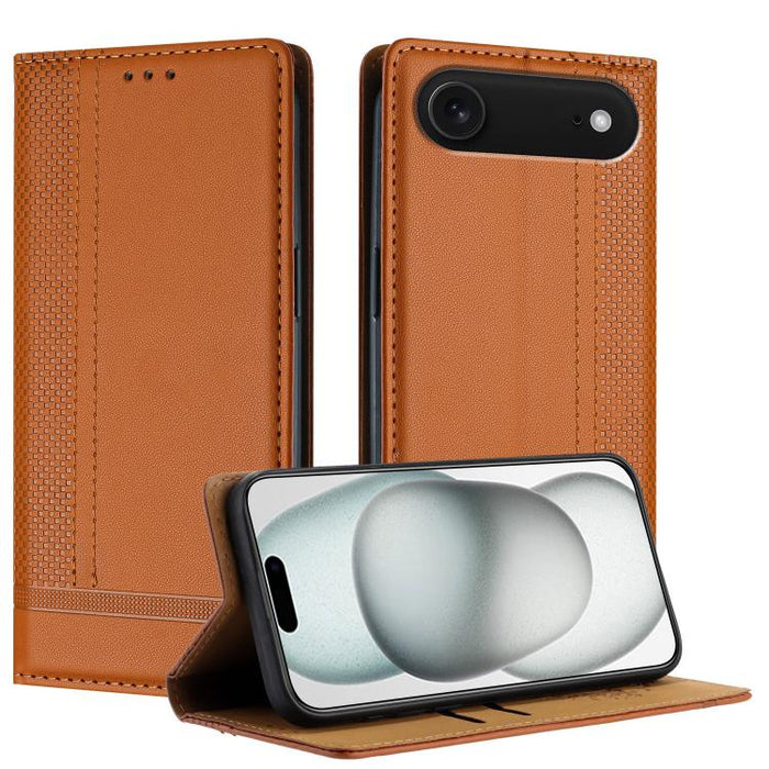 Funda para teléfono de cuero vegano resistente a los arañazos con diseño de costuras, For iPhone 17e / 16e, For iPhone 17 Pro Max, For iPhone 17 Pro, For iPhone 17, For iPhone Air, For iPhone 16 Pro Max, For iPhone 16 Pro, For iPhone 16 Plus           ...