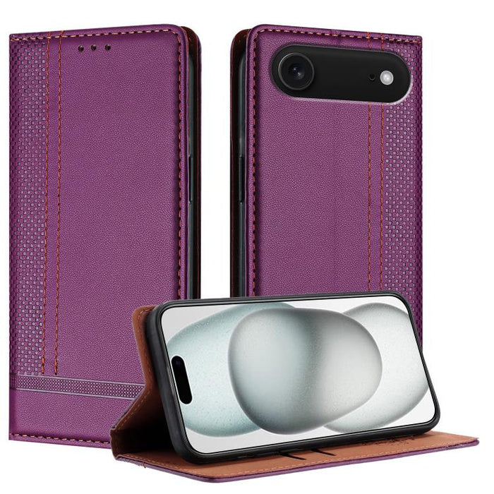 Funda para teléfono de cuero vegano resistente a los arañazos con diseño de costuras, For iPhone 17e / 16e, For iPhone 17 Pro Max, For iPhone 17 Pro, For iPhone 17, For iPhone Air, For iPhone 16 Pro Max, For iPhone 16 Pro, For iPhone 16 Plus           ...