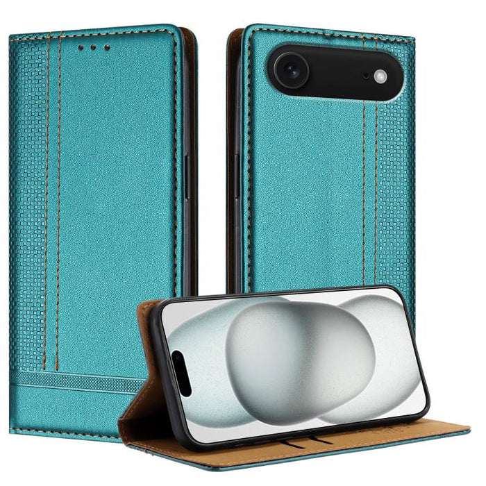 Funda para teléfono de cuero vegano resistente a los arañazos con diseño de costuras, For iPhone 17e / 16e, For iPhone 17 Pro Max, For iPhone 17 Pro, For iPhone 17, For iPhone Air, For iPhone 16 Pro Max, For iPhone 16 Pro, For iPhone 16 Plus           ...