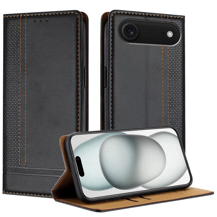 Funda para teléfono de cuero vegano resistente a los arañazos con diseño de costuras, For iPhone 17e / 16e, For iPhone 17 Pro Max, For iPhone 17 Pro, For iPhone 17, For iPhone Air, For iPhone 16 Pro Max, For iPhone 16 Pro, For iPhone 16 Plus           ...