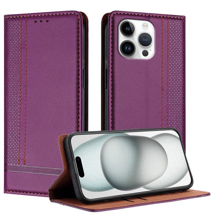 Funda para teléfono de cuero vegano resistente a los arañazos con diseño de costuras, For iPhone 17e / 16e, For iPhone 17 Pro Max, For iPhone 17 Pro, For iPhone 17, For iPhone Air, For iPhone 16 Pro Max, For iPhone 16 Pro, For iPhone 16 Plus           ...