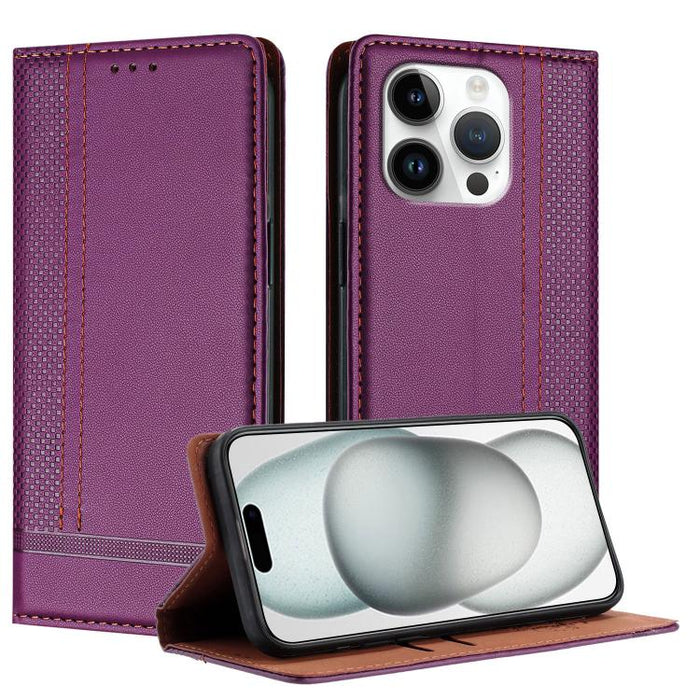 Funda para teléfono de cuero vegano resistente a los arañazos con diseño de costuras, For iPhone 17e / 16e, For iPhone 17 Pro Max, For iPhone 17 Pro, For iPhone 17, For iPhone Air, For iPhone 16 Pro Max, For iPhone 16 Pro, For iPhone 16 Plus           ...