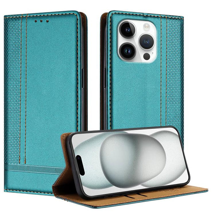 Funda para teléfono de cuero vegano resistente a los arañazos con diseño de costuras, For iPhone 17e / 16e, For iPhone 17 Pro Max, For iPhone 17 Pro, For iPhone 17, For iPhone Air, For iPhone 16 Pro Max, For iPhone 16 Pro, For iPhone 16 Plus           ...