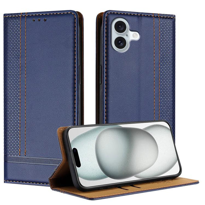 Funda para teléfono de cuero vegano resistente a los arañazos con diseño de costuras, For iPhone 17e / 16e, For iPhone 17 Pro Max, For iPhone 17 Pro, For iPhone 17, For iPhone Air, For iPhone 16 Pro Max, For iPhone 16 Pro, For iPhone 16 Plus           ...