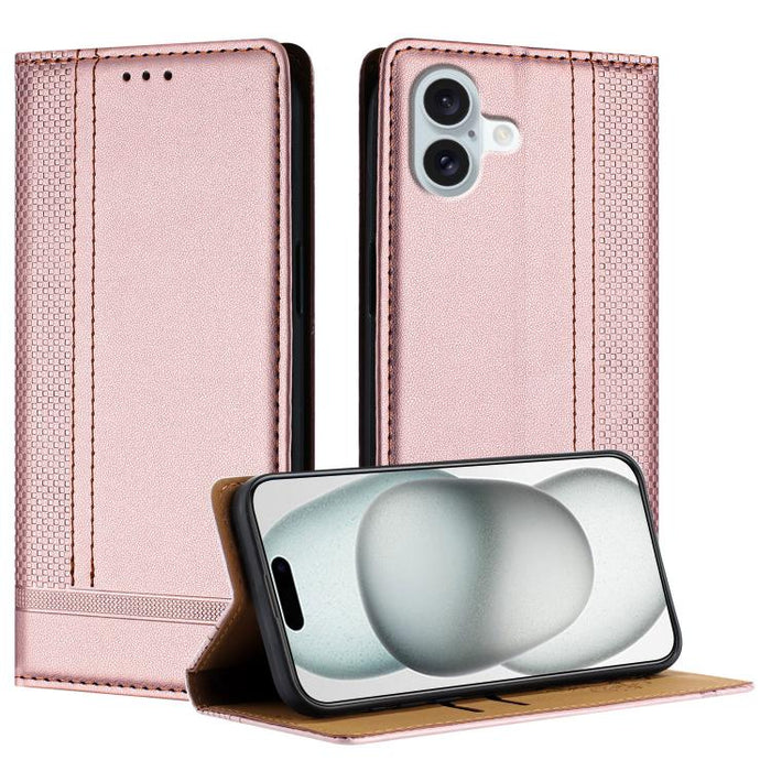 Funda para teléfono de cuero vegano resistente a los arañazos con diseño de costuras, For iPhone 17e / 16e, For iPhone 17 Pro Max, For iPhone 17 Pro, For iPhone 17, For iPhone Air, For iPhone 16 Pro Max, For iPhone 16 Pro, For iPhone 16 Plus           ...