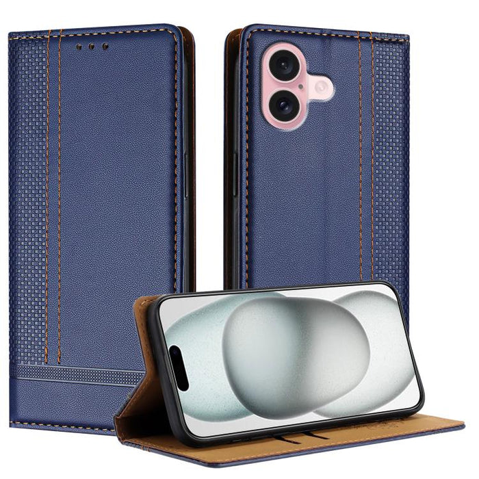 Funda para teléfono de cuero vegano resistente a los arañazos con diseño de costuras, For iPhone 17e / 16e, For iPhone 17 Pro Max, For iPhone 17 Pro, For iPhone 17, For iPhone Air, For iPhone 16 Pro Max, For iPhone 16 Pro, For iPhone 16 Plus           ...