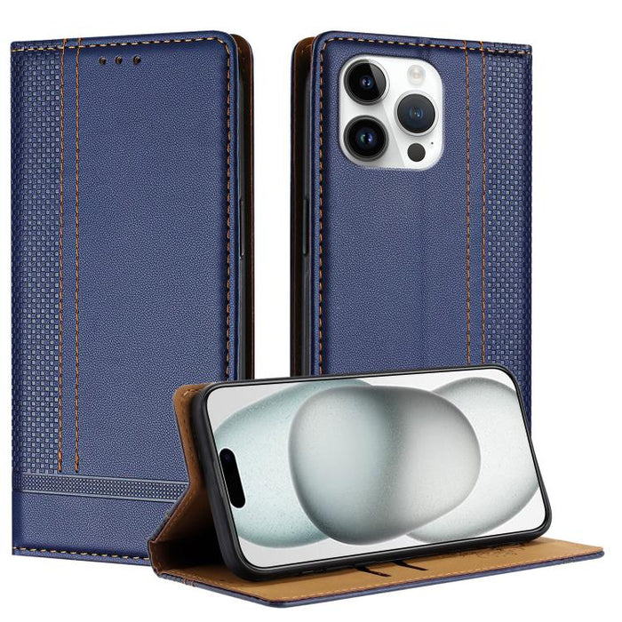 Funda para teléfono de cuero vegano resistente a los arañazos con diseño de costuras, For iPhone 17e / 16e, For iPhone 17 Pro Max, For iPhone 17 Pro, For iPhone 17, For iPhone Air, For iPhone 16 Pro Max, For iPhone 16 Pro, For iPhone 16 Plus           ...