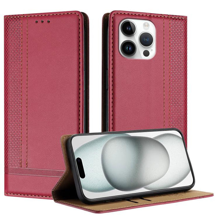 Funda para teléfono de cuero vegano resistente a los arañazos con diseño de costuras, For iPhone 17e / 16e, For iPhone 17 Pro Max, For iPhone 17 Pro, For iPhone 17, For iPhone Air, For iPhone 16 Pro Max, For iPhone 16 Pro, For iPhone 16 Plus           ...