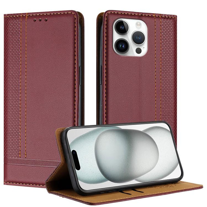 Funda para teléfono de cuero vegano resistente a los arañazos con diseño de costuras, For iPhone 17e / 16e, For iPhone 17 Pro Max, For iPhone 17 Pro, For iPhone 17, For iPhone Air, For iPhone 16 Pro Max, For iPhone 16 Pro, For iPhone 16 Plus           ...