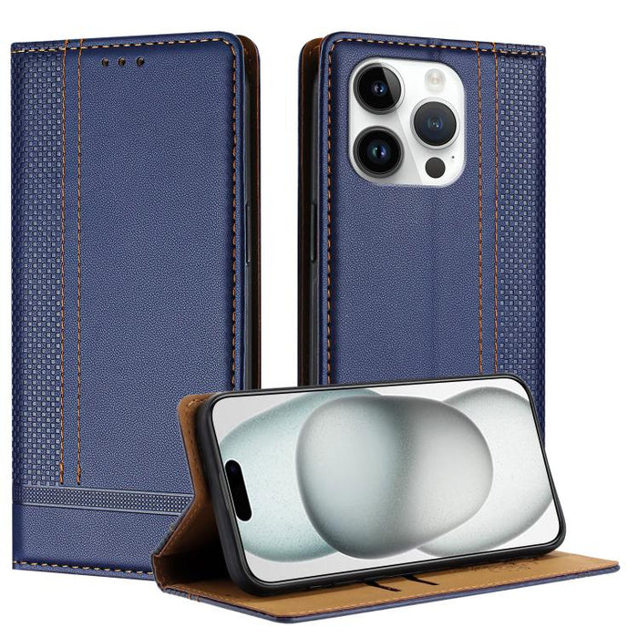 Funda para teléfono de cuero vegano resistente a los arañazos con diseño de costuras, For iPhone 17e / 16e, For iPhone 17 Pro Max, For iPhone 17 Pro, For iPhone 17, For iPhone Air, For iPhone 16 Pro Max, For iPhone 16 Pro, For iPhone 16 Plus           ...