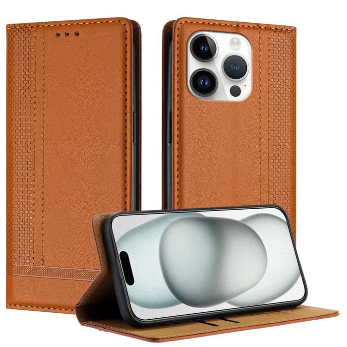 Funda para teléfono de cuero vegano resistente a los arañazos con diseño de costuras, For iPhone 17e / 16e, For iPhone 17 Pro Max, For iPhone 17 Pro, For iPhone 17, For iPhone Air, For iPhone 16 Pro Max, For iPhone 16 Pro, For iPhone 16 Plus           ...