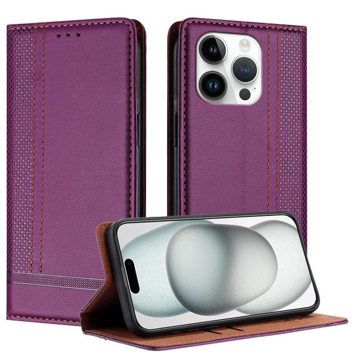 Funda para teléfono de cuero vegano resistente a los arañazos con diseño de costuras, For iPhone 17e / 16e, For iPhone 17 Pro Max, For iPhone 17 Pro, For iPhone 17, For iPhone Air, For iPhone 16 Pro Max, For iPhone 16 Pro, For iPhone 16 Plus           ...