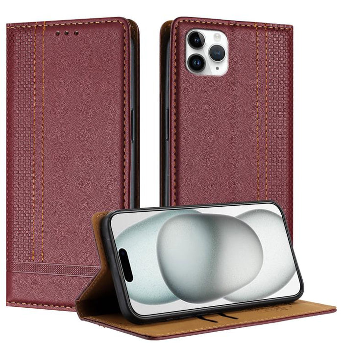 Funda para teléfono de cuero vegano resistente a los arañazos con diseño de costuras, For iPhone 12 mini, For iPhone 11 Pro Max, For iPhone 11, For iPhone 11 Pro, For iPhone XR, For iPhone XS Max, For iPhone X, For iPhone 8 Plus/7 Plus/6 Plus