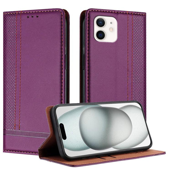 Funda para teléfono de cuero vegano resistente a los arañazos con diseño de costuras, For iPhone 12 mini, For iPhone 11 Pro Max, For iPhone 11, For iPhone 11 Pro, For iPhone XR, For iPhone XS Max, For iPhone X, For iPhone 8 Plus/7 Plus/6 Plus