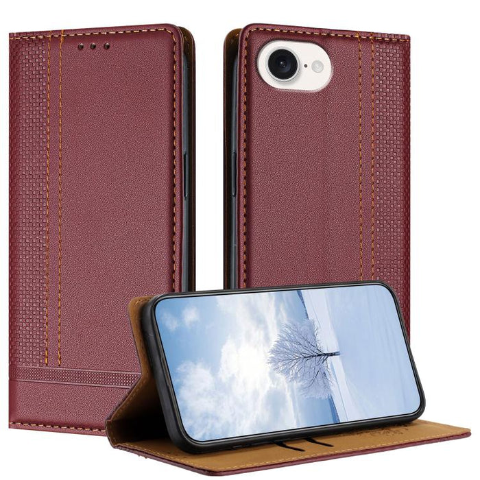 Funda para teléfono de cuero vegano resistente a los arañazos con diseño de costuras, For iPhone 17e / 16e, For iPhone 17 Pro Max, For iPhone 17 Pro, For iPhone 17, For iPhone Air, For iPhone 16 Pro Max, For iPhone 16 Pro, For iPhone 16 Plus           ...