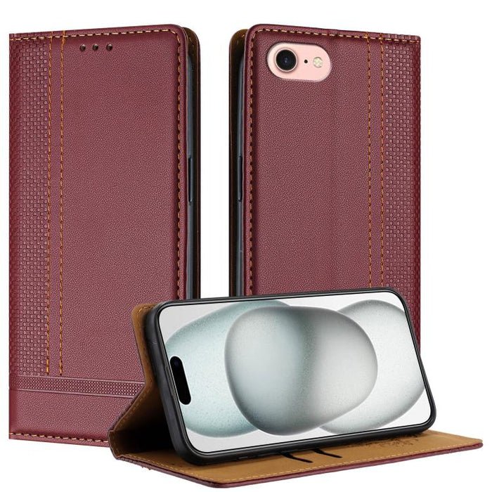 Funda para teléfono de cuero vegano resistente a los arañazos con diseño de costuras, For iPhone 15, For iPhone 14 Plus, For iPhone 14 Pro, For iPhone 14 Pro Max, For iPhone 8/7/6/SE 2022, For iPhone 13 Pro Max, For iPhone 13 Pro, For iPhone 13 / 14   ...