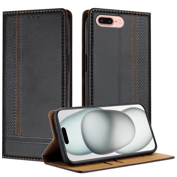 Funda para teléfono de cuero vegano resistente a los arañazos con diseño de costuras, For iPhone 12 mini, For iPhone 11 Pro Max, For iPhone 11, For iPhone 11 Pro, For iPhone XR, For iPhone XS Max, For iPhone X, For iPhone 8 Plus/7 Plus/6 Plus