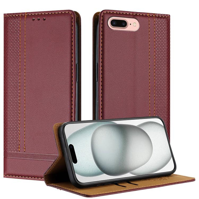 Funda para teléfono de cuero vegano resistente a los arañazos con diseño de costuras, For iPhone 12 mini, For iPhone 11 Pro Max, For iPhone 11, For iPhone 11 Pro, For iPhone XR, For iPhone XS Max, For iPhone X, For iPhone 8 Plus/7 Plus/6 Plus
