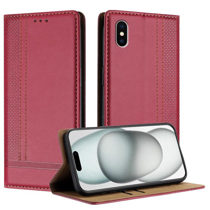 Funda para teléfono de cuero vegano resistente a los arañazos con diseño de costuras, For iPhone 12 mini, For iPhone 11 Pro Max, For iPhone 11, For iPhone 11 Pro, For iPhone XR, For iPhone XS Max, For iPhone X, For iPhone 8 Plus/7 Plus/6 Plus
