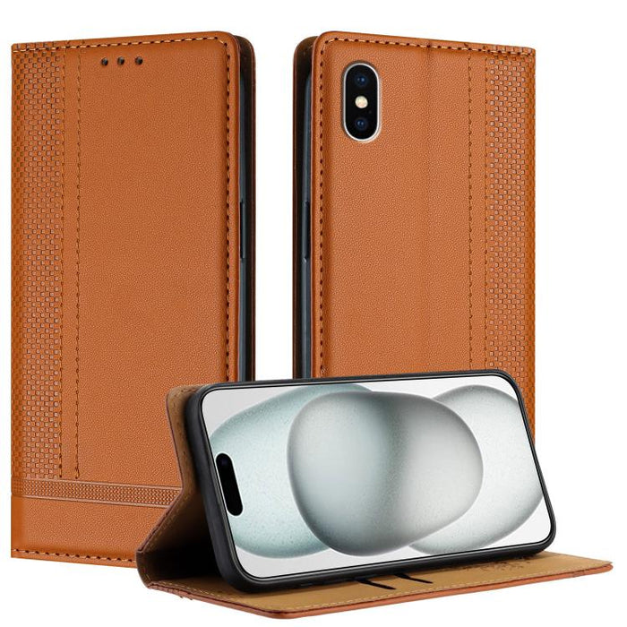 Funda para teléfono de cuero vegano resistente a los arañazos con diseño de costuras, For iPhone 12 mini, For iPhone 11 Pro Max, For iPhone 11, For iPhone 11 Pro, For iPhone XR, For iPhone XS Max, For iPhone X, For iPhone 8 Plus/7 Plus/6 Plus