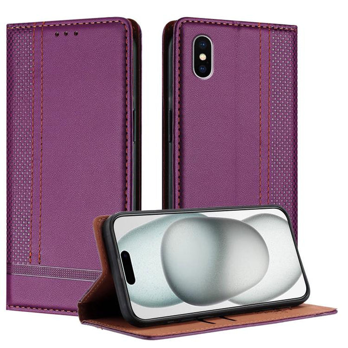 Funda para teléfono de cuero vegano resistente a los arañazos con diseño de costuras, For iPhone 12 mini, For iPhone 11 Pro Max, For iPhone 11, For iPhone 11 Pro, For iPhone XR, For iPhone XS Max, For iPhone X, For iPhone 8 Plus/7 Plus/6 Plus