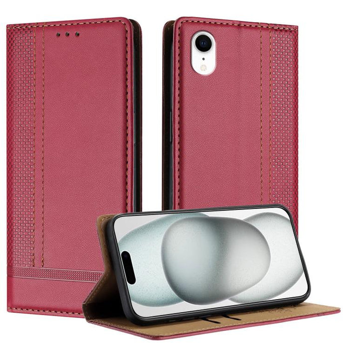 Funda para teléfono de cuero vegano resistente a los arañazos con diseño de costuras, For iPhone 12 mini, For iPhone 11 Pro Max, For iPhone 11, For iPhone 11 Pro, For iPhone XR, For iPhone XS Max, For iPhone X, For iPhone 8 Plus/7 Plus/6 Plus