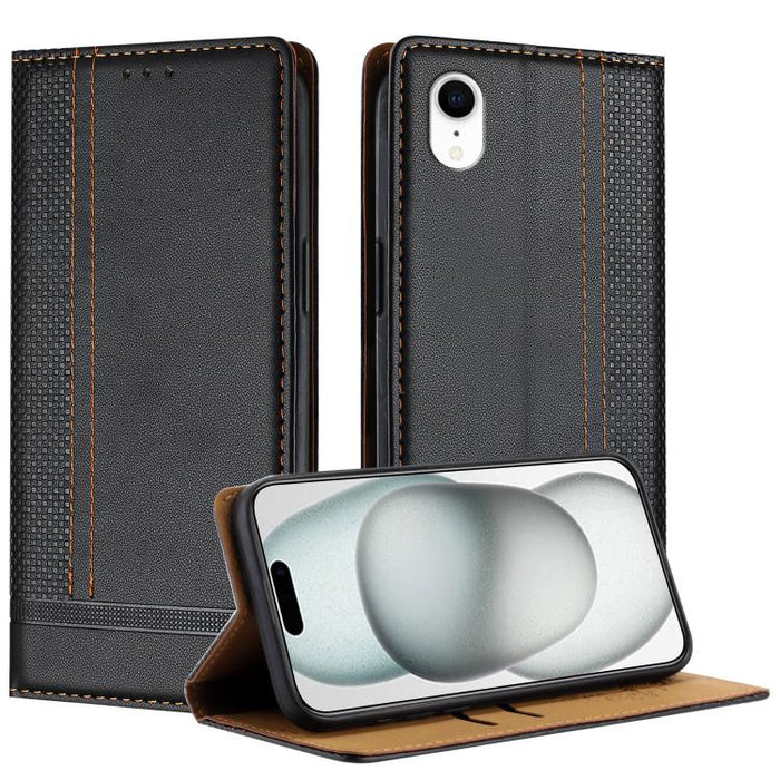 Funda para teléfono de cuero vegano resistente a los arañazos con diseño de costuras, For iPhone 12 mini, For iPhone 11 Pro Max, For iPhone 11, For iPhone 11 Pro, For iPhone XR, For iPhone XS Max, For iPhone X, For iPhone 8 Plus/7 Plus/6 Plus