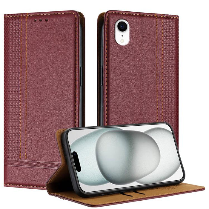 Funda para teléfono de cuero vegano resistente a los arañazos con diseño de costuras, For iPhone 12 mini, For iPhone 11 Pro Max, For iPhone 11, For iPhone 11 Pro, For iPhone XR, For iPhone XS Max, For iPhone X, For iPhone 8 Plus/7 Plus/6 Plus