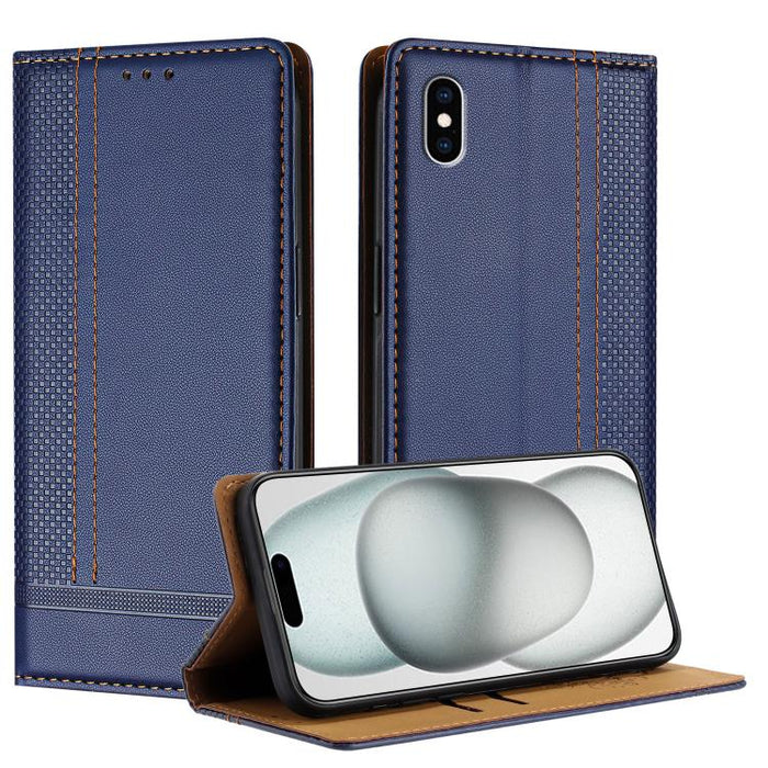 Funda para teléfono de cuero vegano resistente a los arañazos con diseño de costuras, For iPhone 12 mini, For iPhone 11 Pro Max, For iPhone 11, For iPhone 11 Pro, For iPhone XR, For iPhone XS Max, For iPhone X, For iPhone 8 Plus/7 Plus/6 Plus