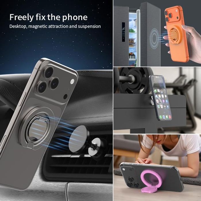 Soporte para teléfono con anillo magnético plegable de doble cara y color sólido