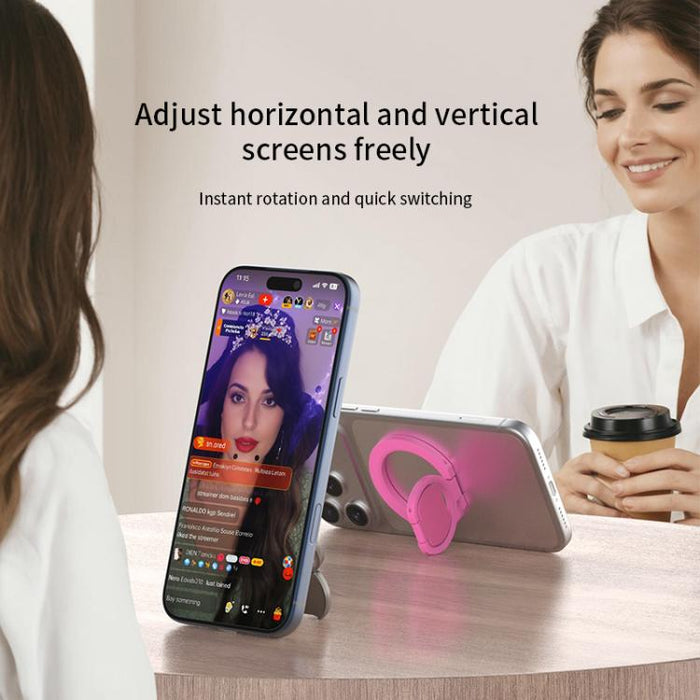 Soporte para teléfono con anillo magnético plegable de doble cara y color sólido
