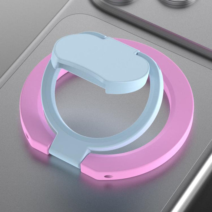 Soporte magnético de anillo plegable de doble cara con bloques de color para teléfono