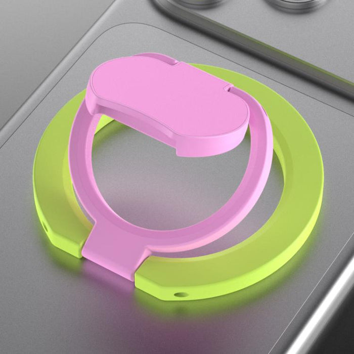 Soporte magnético de anillo plegable de doble cara con bloques de color para teléfono