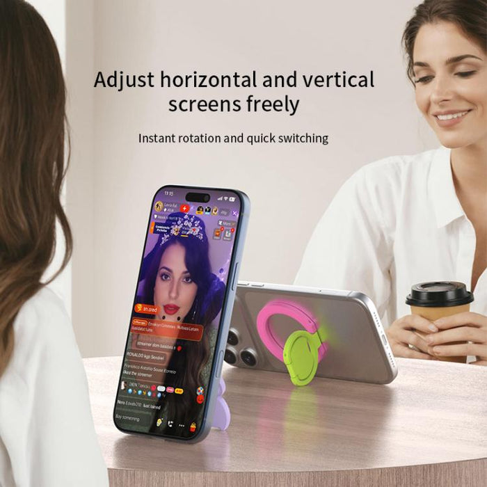 Soporte magnético de anillo plegable de doble cara con bloques de color para teléfono