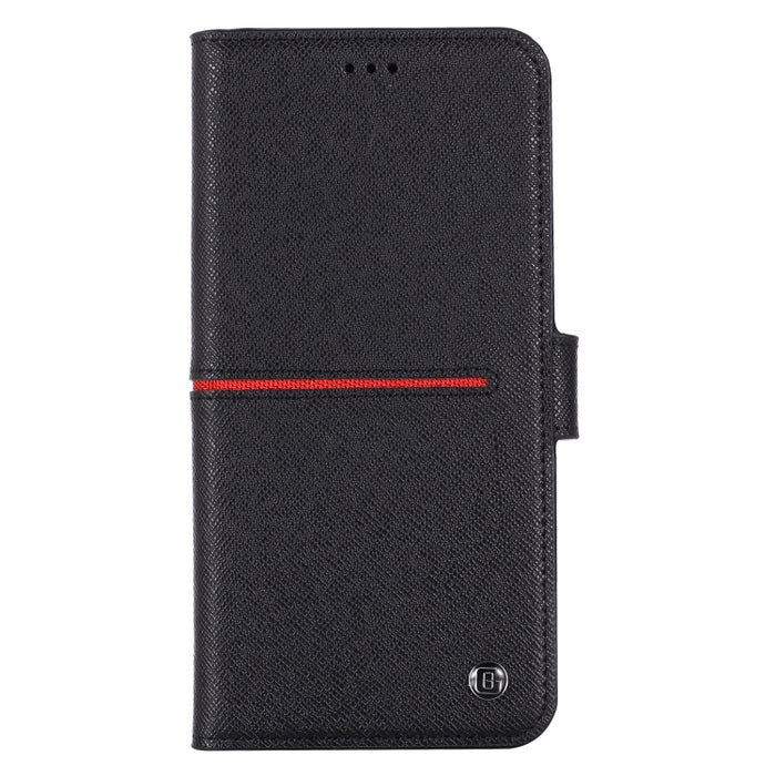Estuche protector con tapa horizontal de cuero de grano superior GEBEI con soporte y ranuras para tarjetas y billetera y marco de fotos