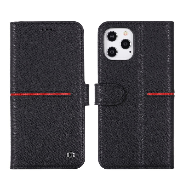 Estuche protector con tapa horizontal de cuero de grano superior GEBEI con soporte y ranuras para tarjetas y billetera y marco de fotos