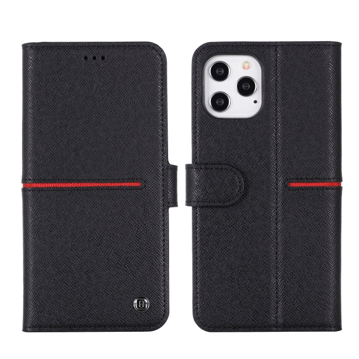 Estuche protector con tapa horizontal de cuero de grano superior GEBEI con soporte y ranuras para tarjetas y billetera y marco de fotos