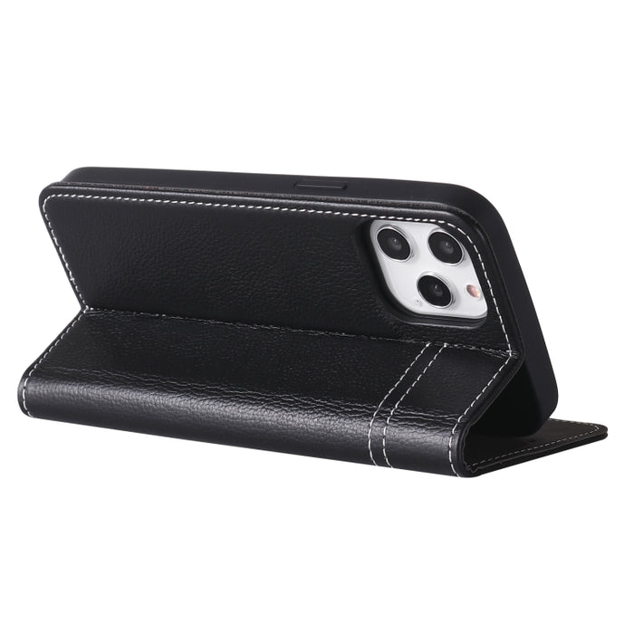 Estuche protector con tapa horizontal de cuero de grano superior GEBEI con soporte y ranuras para tarjetas