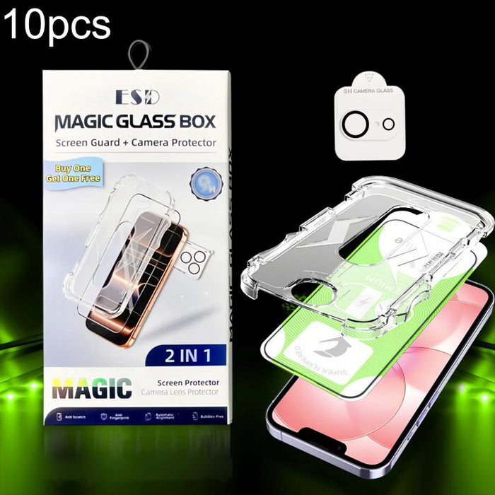 10 unidades de película protectora de vidrio templado HD curva 5D de fácil instalación para cajas a prueba de polvo con película para lente., For iPhone 17e / 16e, For iPhone 17 Pro Max, For iPhone 17 Pro, For iPhone 17, For iPhone Air                 ...
