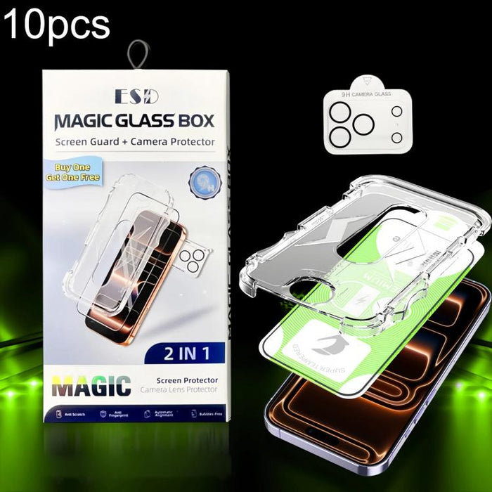 10 unidades de película protectora de vidrio templado HD curva 5D de fácil instalación para cajas a prueba de polvo con película para lente., For iPhone 17e / 16e, For iPhone 17 Pro Max, For iPhone 17 Pro, For iPhone 17, For iPhone Air                 ...