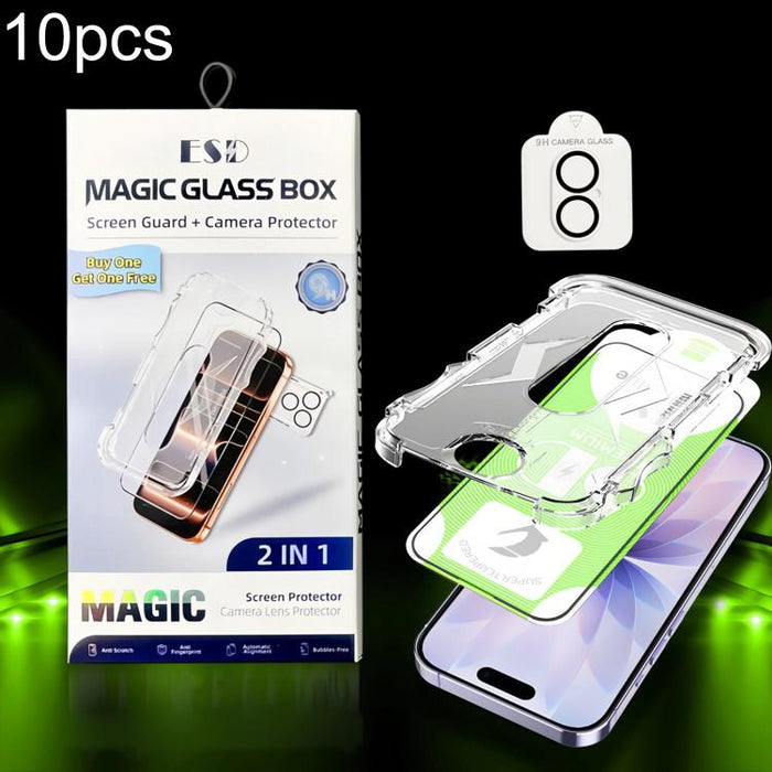 10 unidades de película protectora de vidrio templado HD curva 5D de fácil instalación para cajas a prueba de polvo con película para lente., For iPhone 17e / 16e, For iPhone 17 Pro Max, For iPhone 17 Pro, For iPhone 17, For iPhone Air                 ...