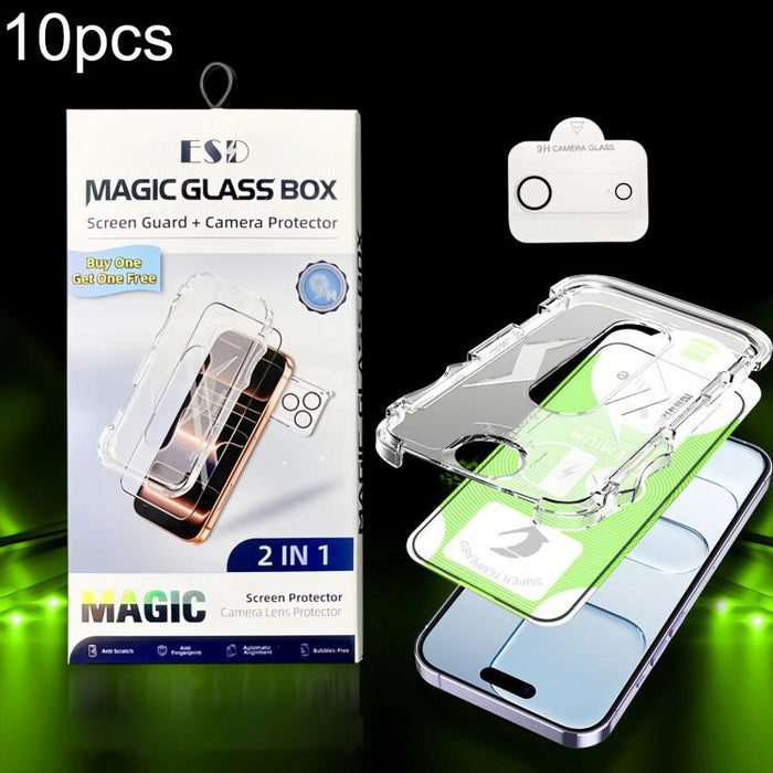 10 unidades de película protectora de vidrio templado HD curva 5D de fácil instalación para cajas a prueba de polvo con película para lente., For iPhone 17e / 16e, For iPhone 17 Pro Max, For iPhone 17 Pro, For iPhone 17, For iPhone Air                 ...
